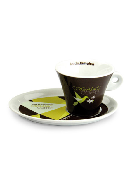 Taza y plato Organic Coffee. Leche