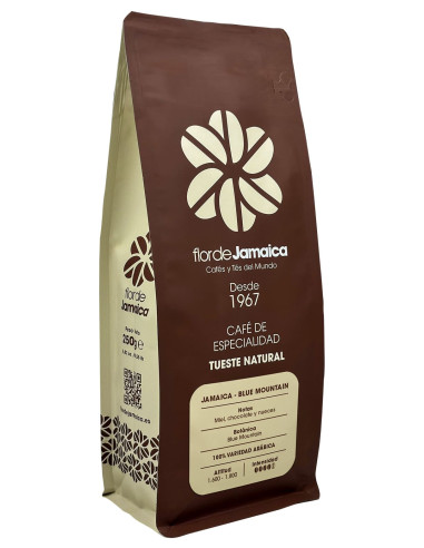 Bolsa 250g café  Jamaica Blue Mountain vista lateral