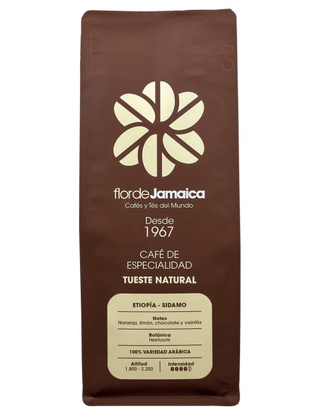 Bolsa 250g café  Etiopía Sidamo vista frontal